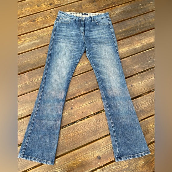 BURBERRY Distressed/Large LOGO 5 Pocket/straight leg Jeans🔥EUC🔥30”waist,UNISEX - Picture 12 of 16